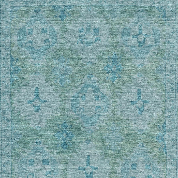 10' X 14' Oriental Washable Area Rug With UV Protection (700493) - Teal / Aqua