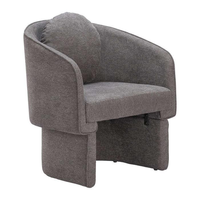 Fabric Barrel Chair And Toss Pillow - Gray