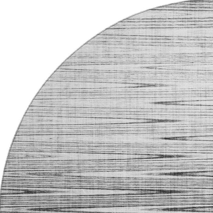 8' Transitional Abstract Washable Round Rug With UV Protection - Gray And Silver