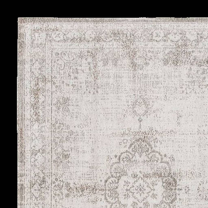 7' X 9' Medallion Washable Area Rug (548385) - Beige / White