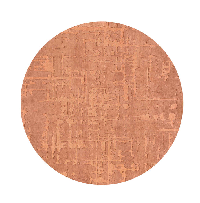 8' Round Abstract Non Skid Area Rug - Orange