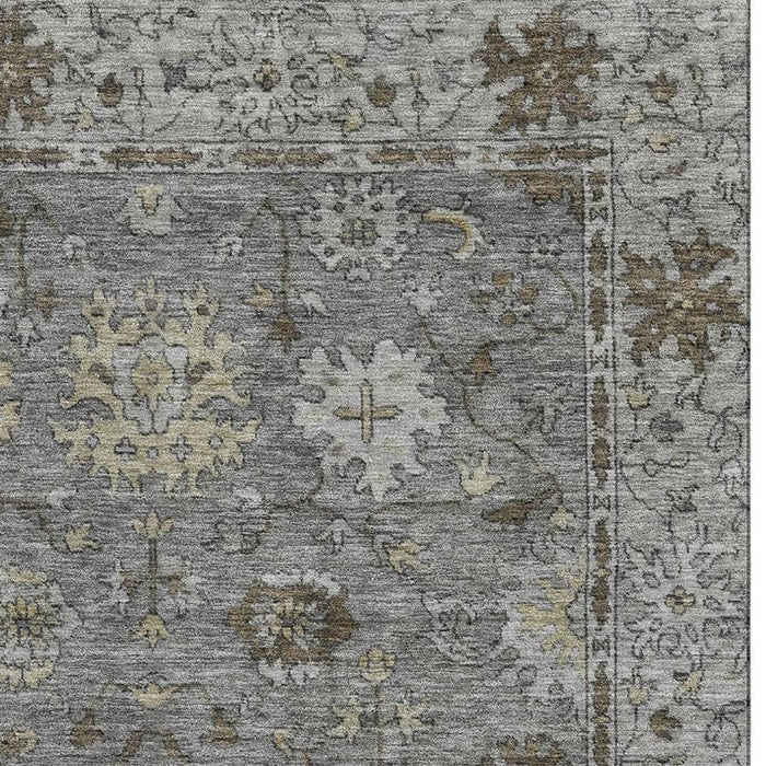 10' X 14' Oriental Washable Area Rug With UV Protection (716551) - Pewter / Taupe