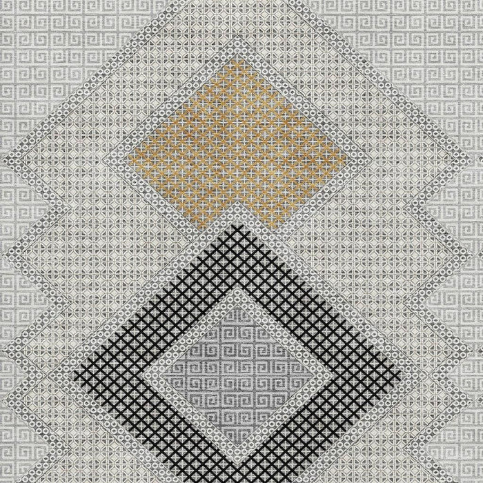 10' X 14' Geometric Washable Area Rug With UV Protection (718304) - Gray / Charcoal