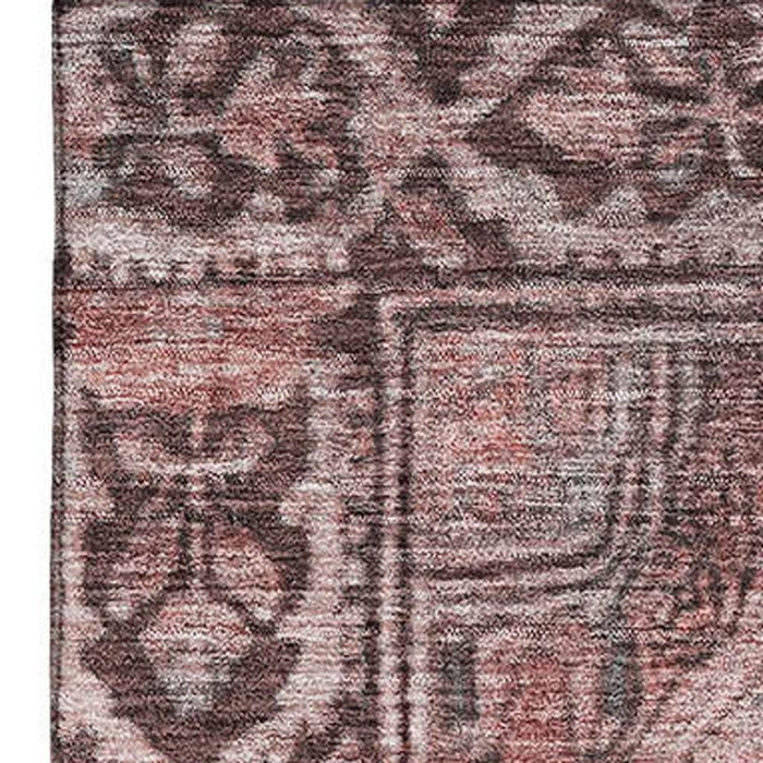10' X 14' Oriental Washable Area Rug With UV Protection (700553) - Rust / Gray