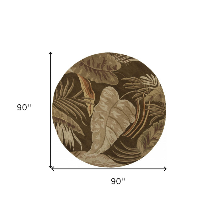 7' Round Wool Area Rug - Mocha