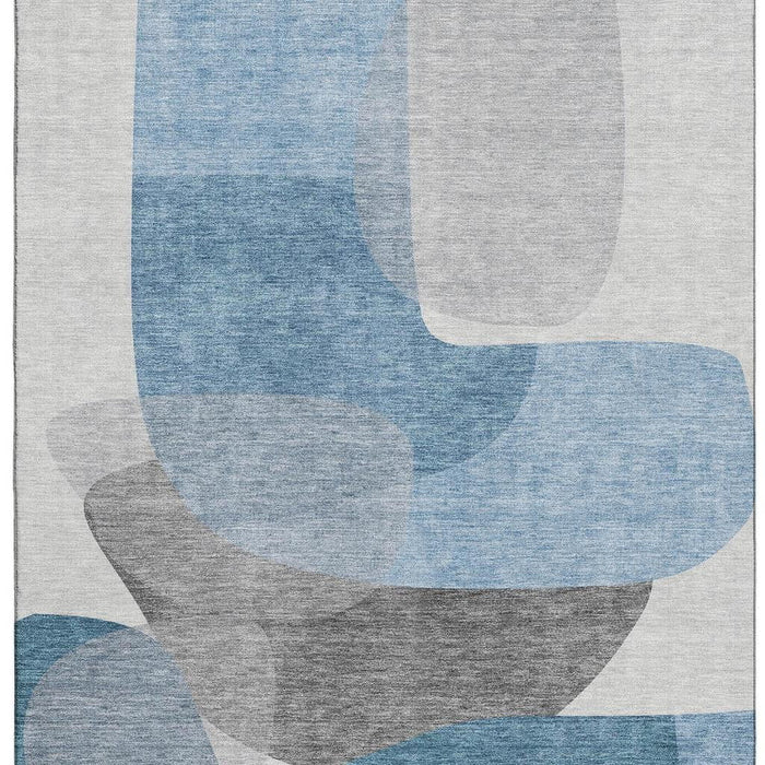 10' X 14' Abstract Washable Area Rug With UV Protection (718538) - Denim Blue / Gray