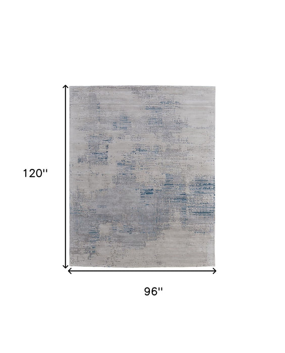 8' x 10' Abstract Hand Tufted Area Rug - Gray Taupe And Blue