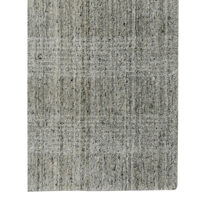 10' X 14' Wool Plaid Hand Woven Area Rug - Gray And Beige
