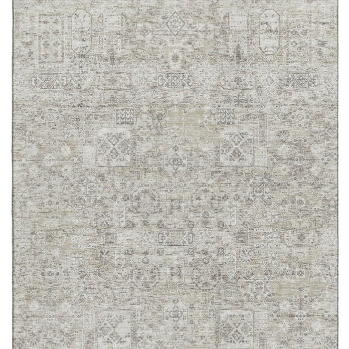 9' X 12' Floral Washable Area Rug With UV Protection (651225) - Taupe / Ivory