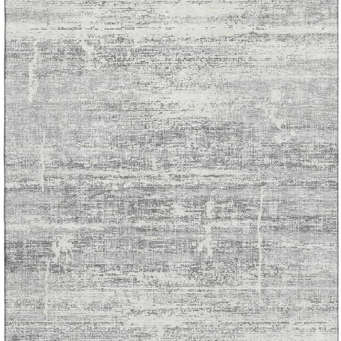 8' X 10' Abstract Washable Area Rug With UV Protection - Silver / Gray