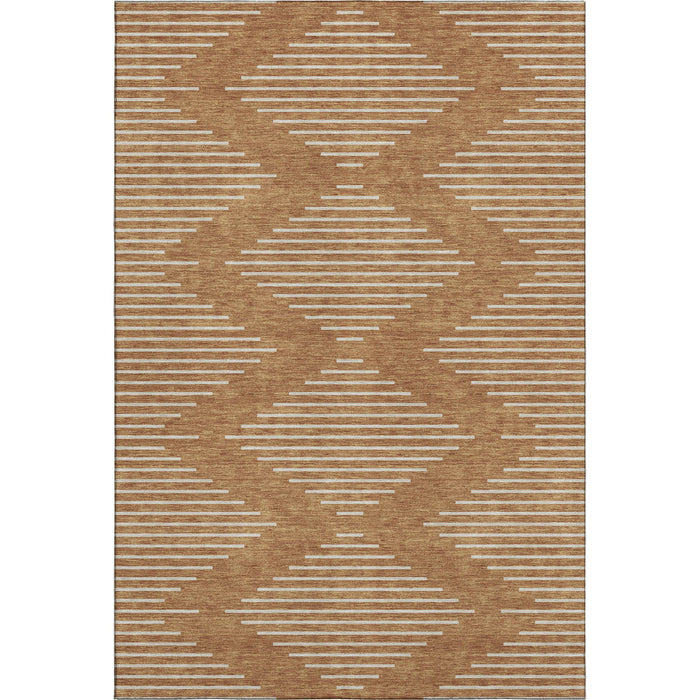 10' X 14' Geometric Washable Area Rug With UV Protection (679774) - Rust / Beige