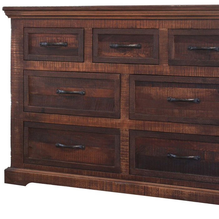 Solid Seven Drawer Double Dresser - Brown