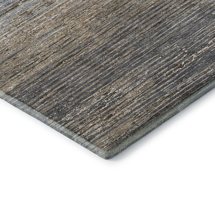 10' X 14' Striped Washable Area Rug With UV Protection (692643) - Pewter / Gray / Beige