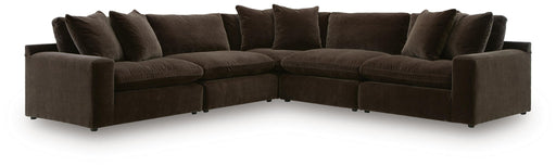 Benchcraft Maxton Heights 5-piece stationary sectional sofa set with plush cushions and modern design, perfect for living rooms.