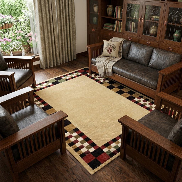 8' X 10' Oriental Hand Knotted Area Rug (744330) - Tan / Red / Black