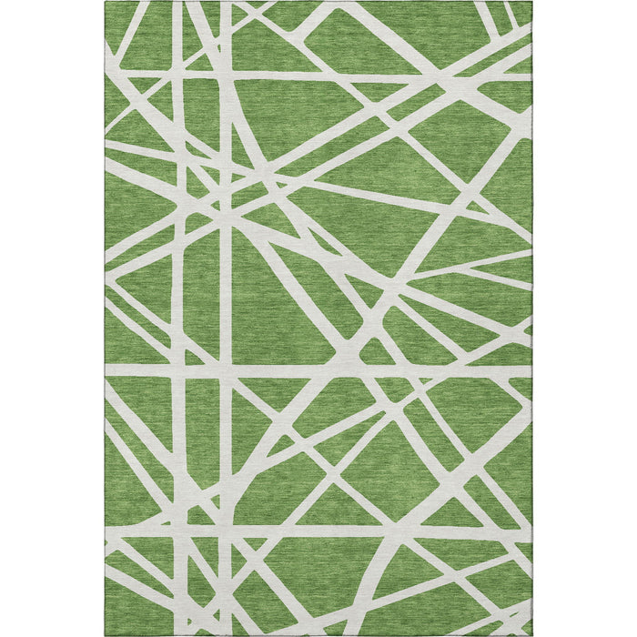 10' X 14' Geometric Washable Area Rug With UV Protection (681599) - Green / Ivory