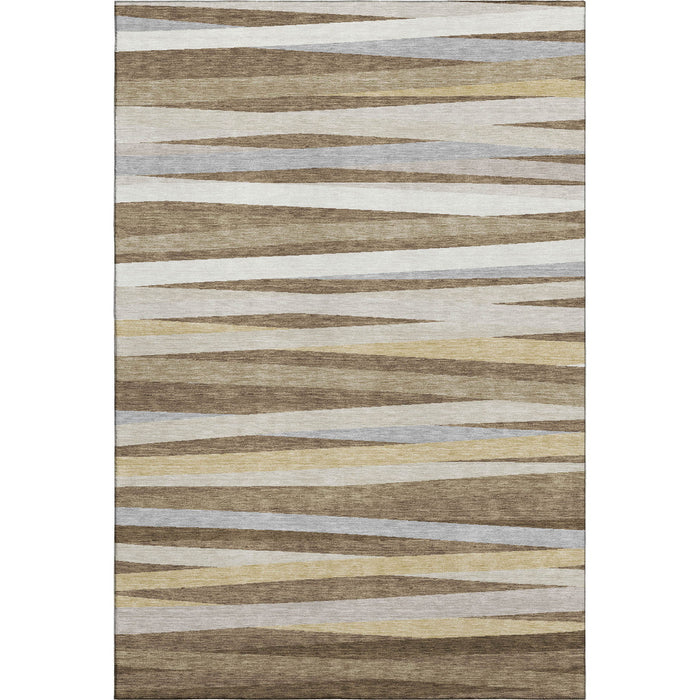 10' X 14' Striped Washable Area Rug With UV Protection (678478) - Brown / Taupe / Beige