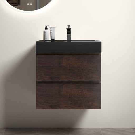 Giga Alice bathroom vanity wall-mounted with integrated sink, large storage, modern floating design, without drain or faucet.