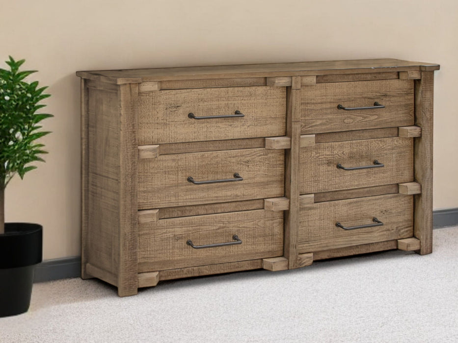 Wood 6 Drawer Double Dresser - Natural