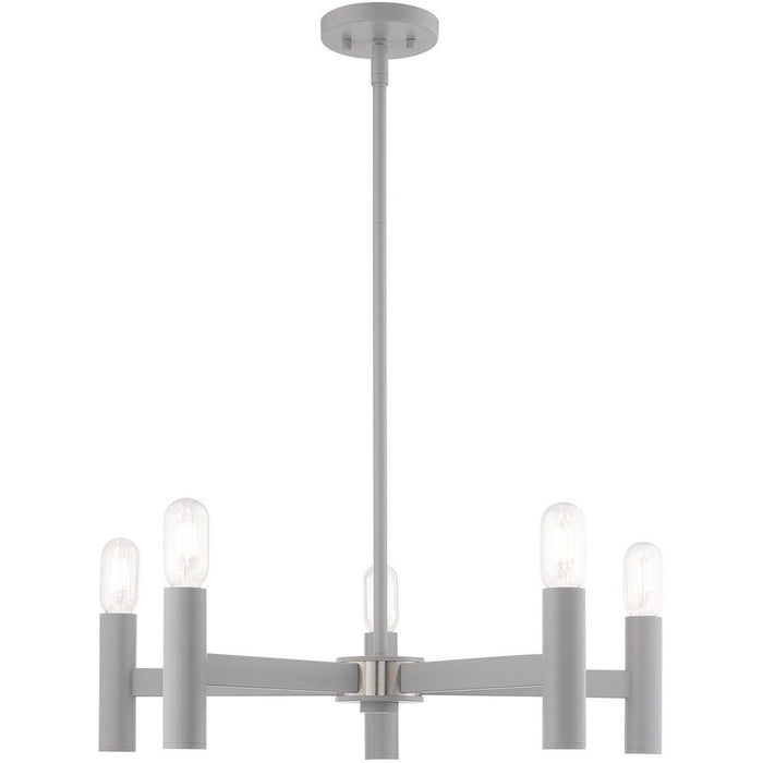 19" Five Light Dimmable Chandelier With Shades - Gray