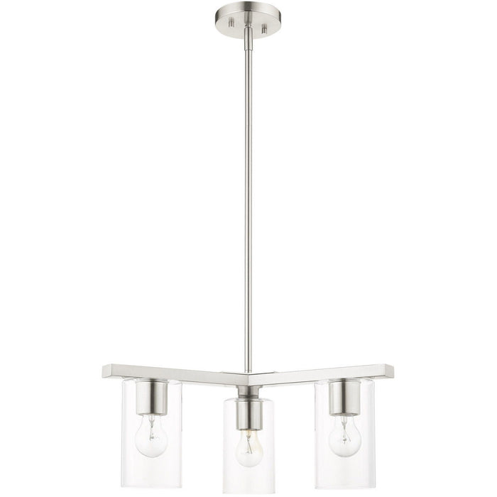 17" 3-Light Dimmable Chandelier With Shades - Nickel