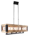 HomeRoots kitchen island chandelier with five wood and seeded glass shades in brown and black for modern dining spaces.