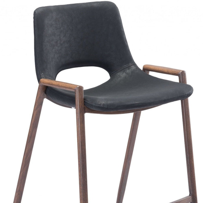 Steel Low Back Bar Height Bar Chairs (Set of 2) - Black And Brown