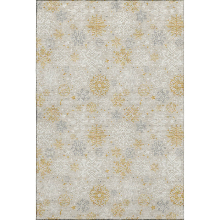 10' X 14' Abstract Geometric Washable Area Rug With UV Protection (702256) - Beige / Gold / Gray
