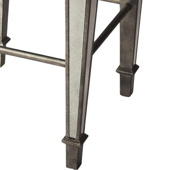 Backless Counter Height Bar Chair - White / Silver