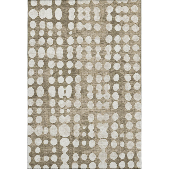 10' X 14' Polka Dot Washable Area Rug With UV Protection (669150) - Taupe / Ivory
