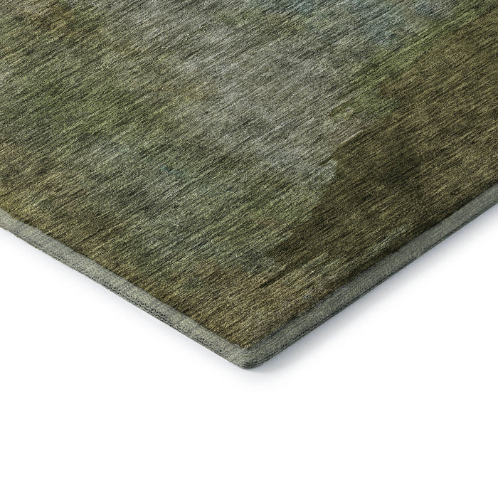 10' X 14' Abstract Washable Area Rug With UV Protection (684286) - Green / Ivory / Brown