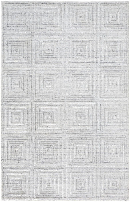 5' x 8' Striped Hand Woven Area Rug - White And Silver