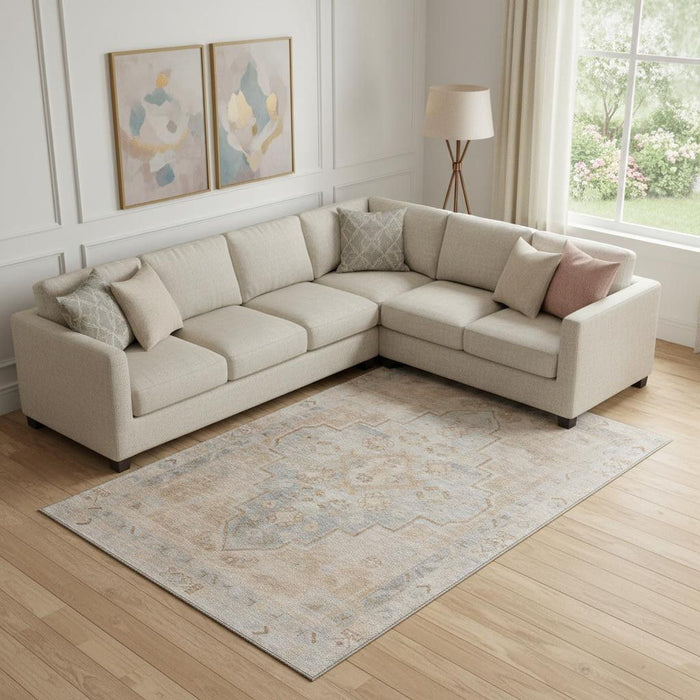 10' X 14' Medallion Washable Area Rug With UV Protection (708055) - Copper / Gray