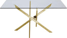 Modern Xander dining table by Meridian Furniture with sleek wooden surface and sturdy metal legs, ideal for contemporary dining rooms.