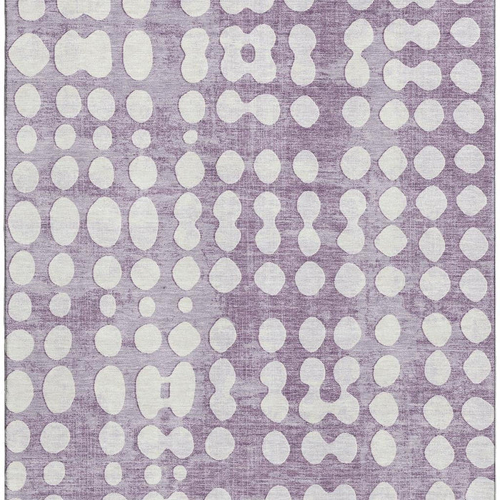 10' X 14' Polka Dot Washable Area Rug With UV Protection (669138) - Purple / Ivory