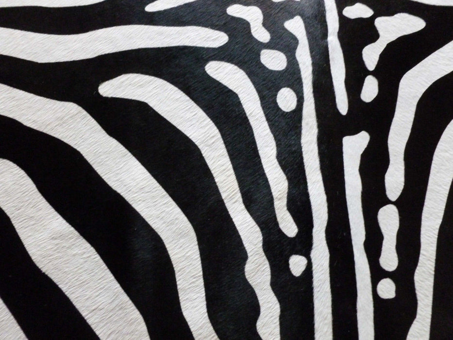 6' Stenciled Reverse Zebra Cowhide Rug - Black White