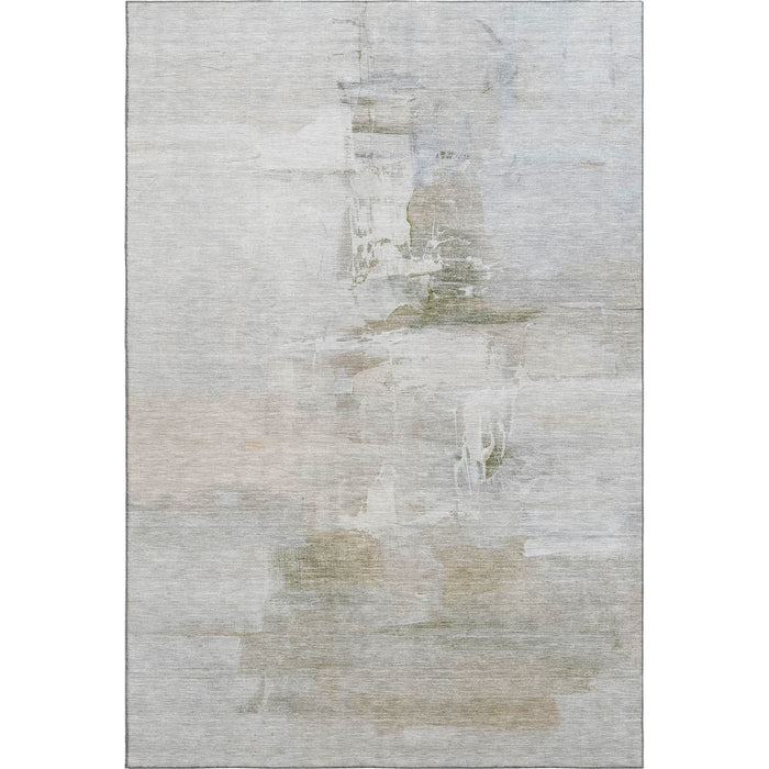 10' X 14' Abstract Washable Area Rug With UV Protection (715687) - Linen / Ivory