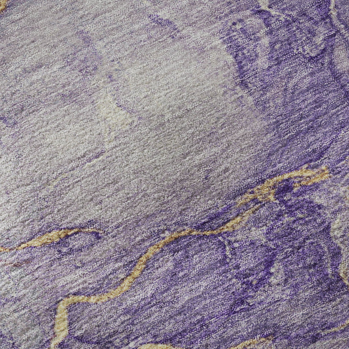 10' X 14' Abstract Washable Area Rug With UV Protection (701557) - Purple / Gold / Ivory