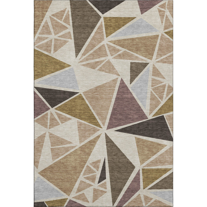 10' X 14' Geometric Washable Area Rug With UV Protection (681497) - Beige / Brown / Mauve