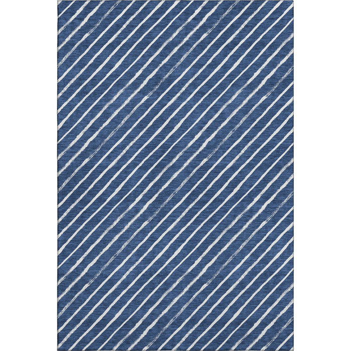 10' X 14' Abstract Geometric Washable Area Rug With UV Protection (701942) - Navy Blue / Ivory