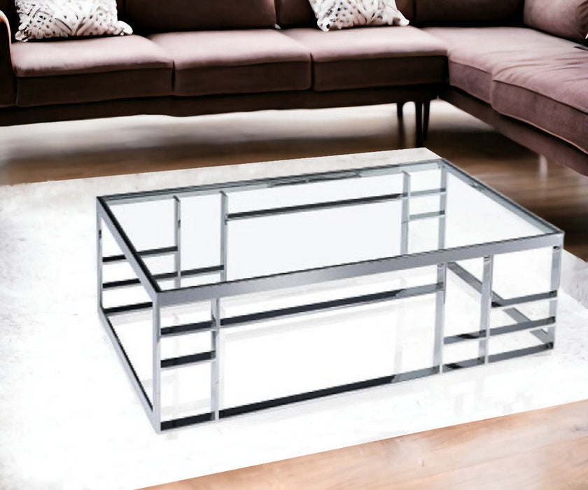 Glass Rectangular Coffee Table - Silver And Clear