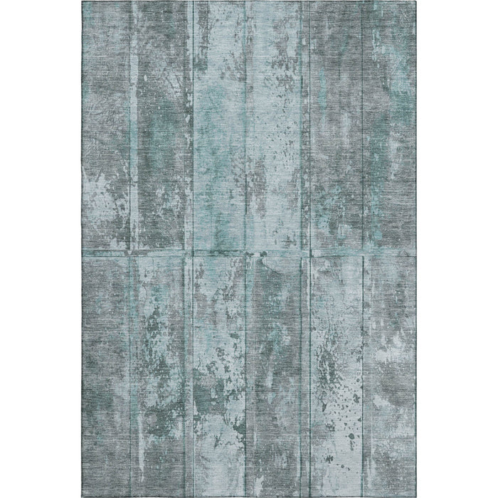 10' X 14' Striped Washable Area Rug With UV Protection (698029) - Teal / Gray