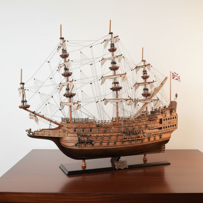 Sovereign of the Seas Hand Painted Boat Sculpture - Brown