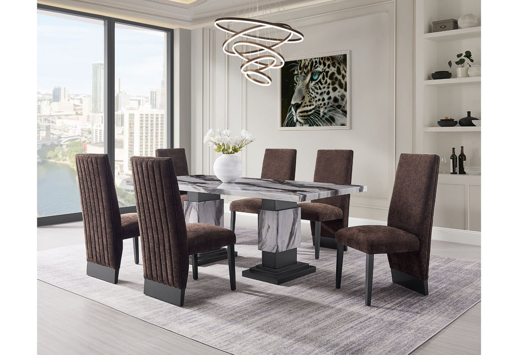 D12 - 9 Piece Dining Room Set (Dining Table And 8 Dining Chairs) - Black / Brown