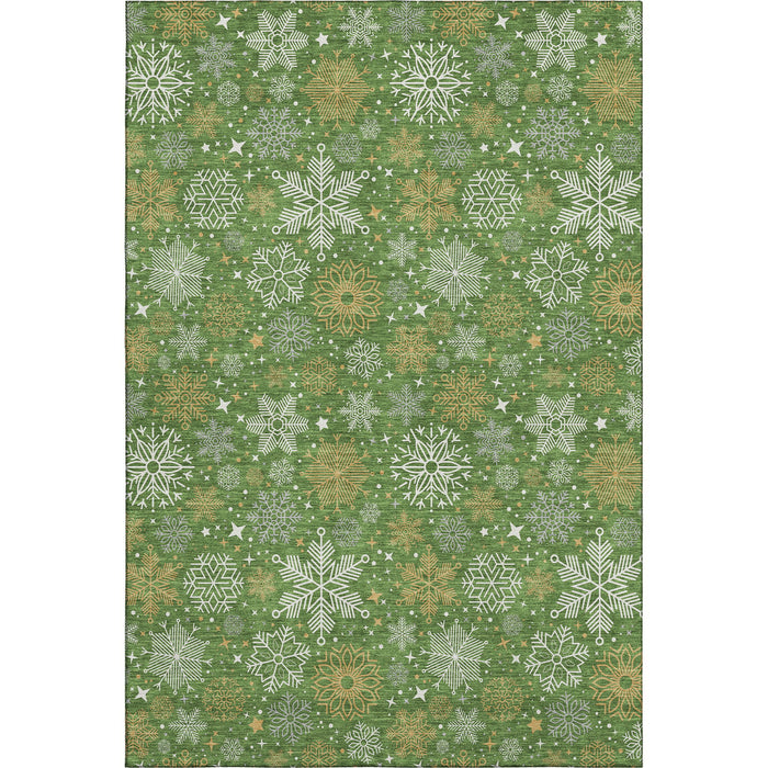 10' X 14' Abstract Geometric Washable Area Rug With UV Protection (702268) - Green / Ivory / Gold
