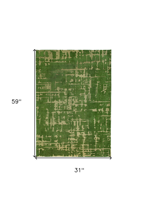 3' x 5' Abstract Non Skid Area Rug - Green