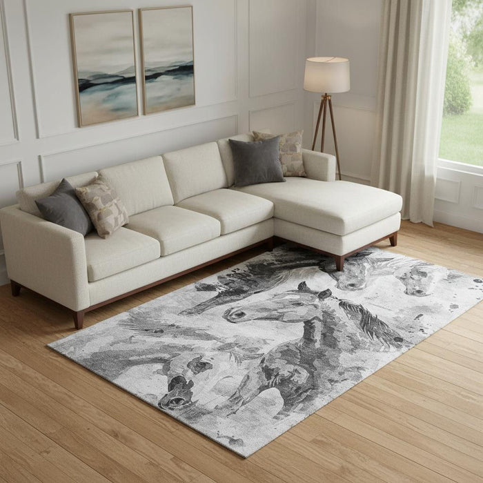 10' X 14' Animal Print Washable Area Rug With UV Protection (699064) - Gray / Silver / Charcoal
