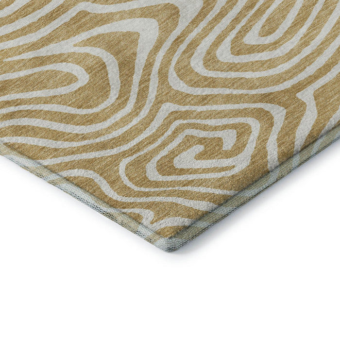 10' X 14' Abstract Washable Area Rug With UV Protection (680085) - Gold / Ivory