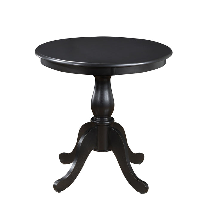 30" Rounded Solid Manufactured Wood And Solid Wood Pedestal Base Dining Table - Black