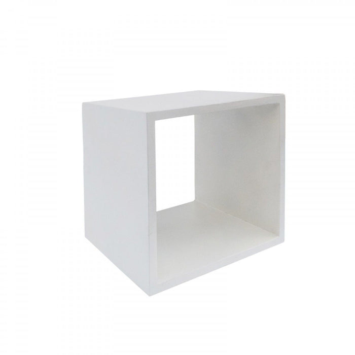 Minimalist Concrete Open Cube End Or Side Table - White